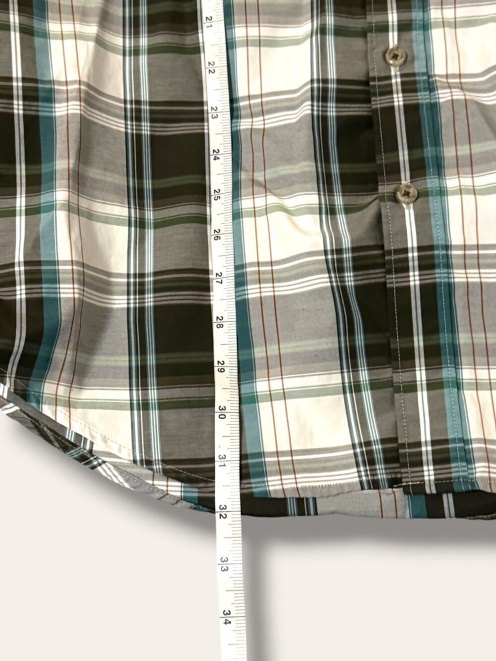 Eddie Bauer Shirt Mens LT Classic Fit Plaid Button Up Long Sleeve Green Gray - Picture 9 of 9